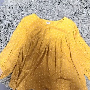 a.n.a Yellow Blouse with White Accents